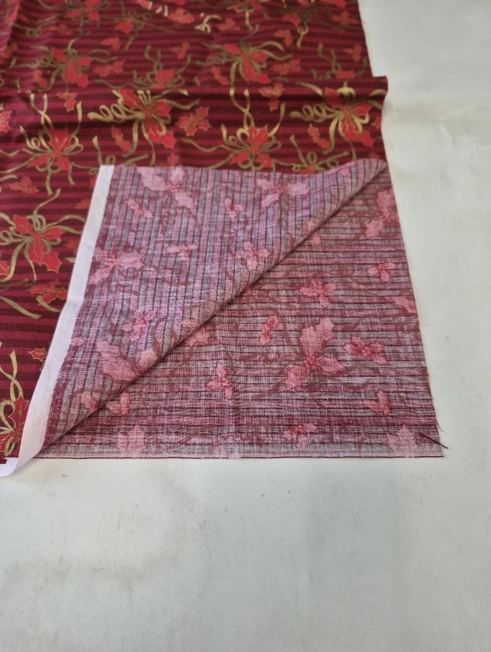 Christmas Story Fabri-Quilt Red Gold Poinsettia Fabric 48x42”